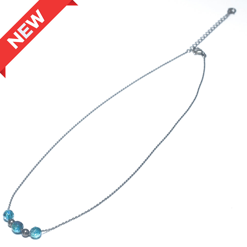 Aqua Aura Chain Necklace with Titanium Balls