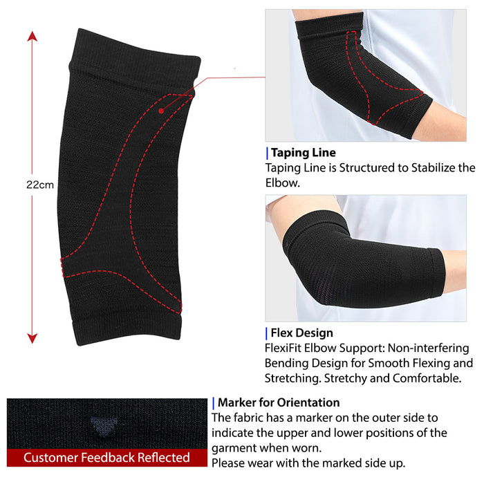 Phiten Metax Elbow Supporter Soft highlighting Metax Technology for enhanced recovery.