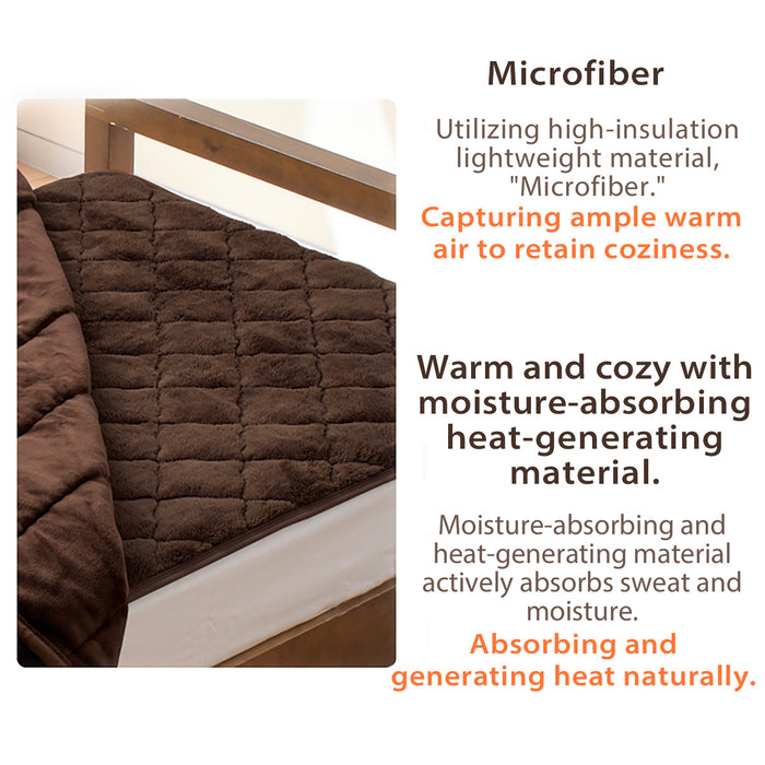 Phiten Cozy Bed Pad on a bed, moisture-absorbing, heat-generating material.