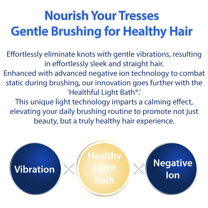 phiten yuko care led hair brush gentle brushing with vibrations, negative ion and Healthy Light Bath technology